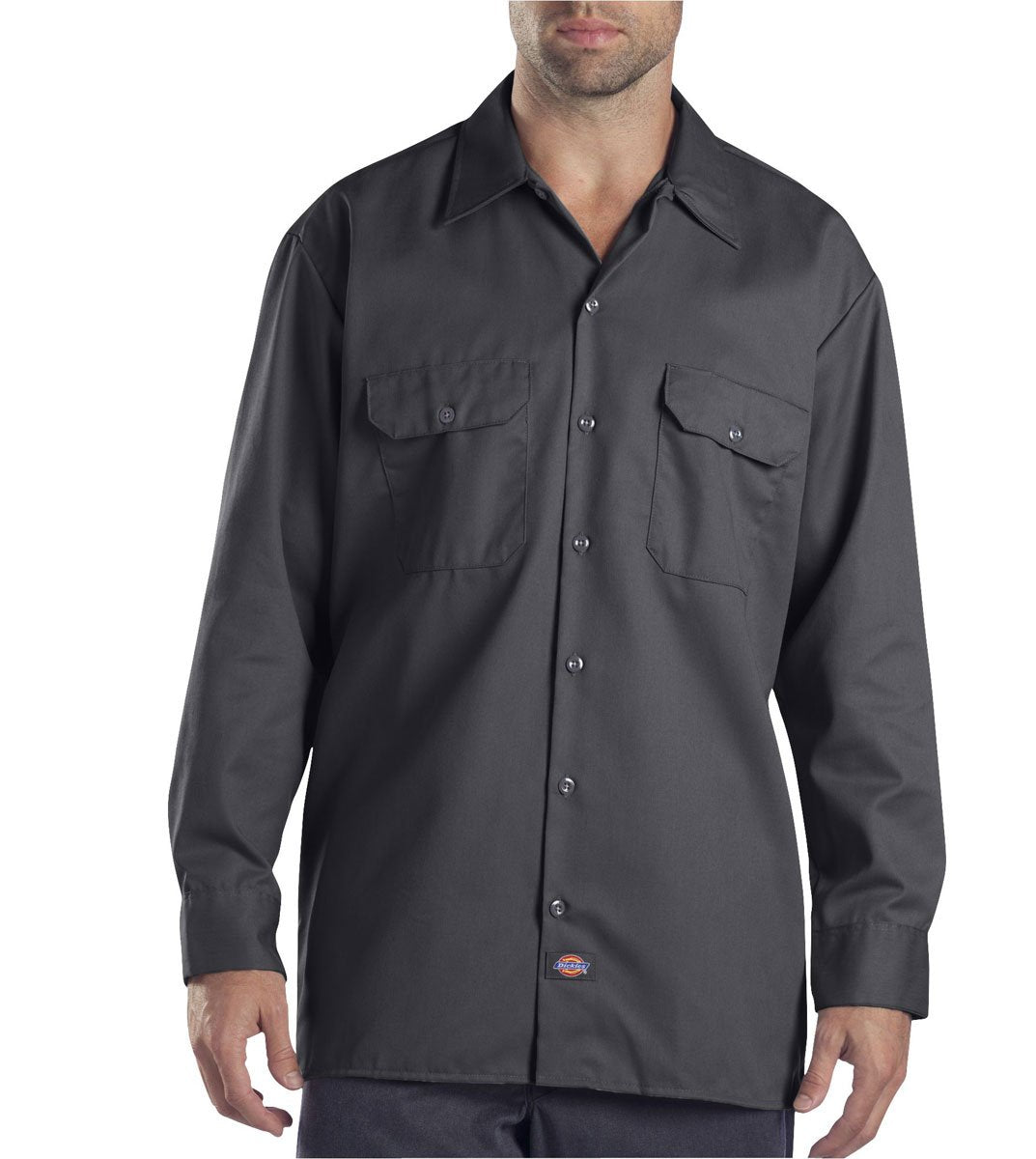 Dickies Mens Big-Tall Long Sleeve Work Shirt, charcoal,3XL