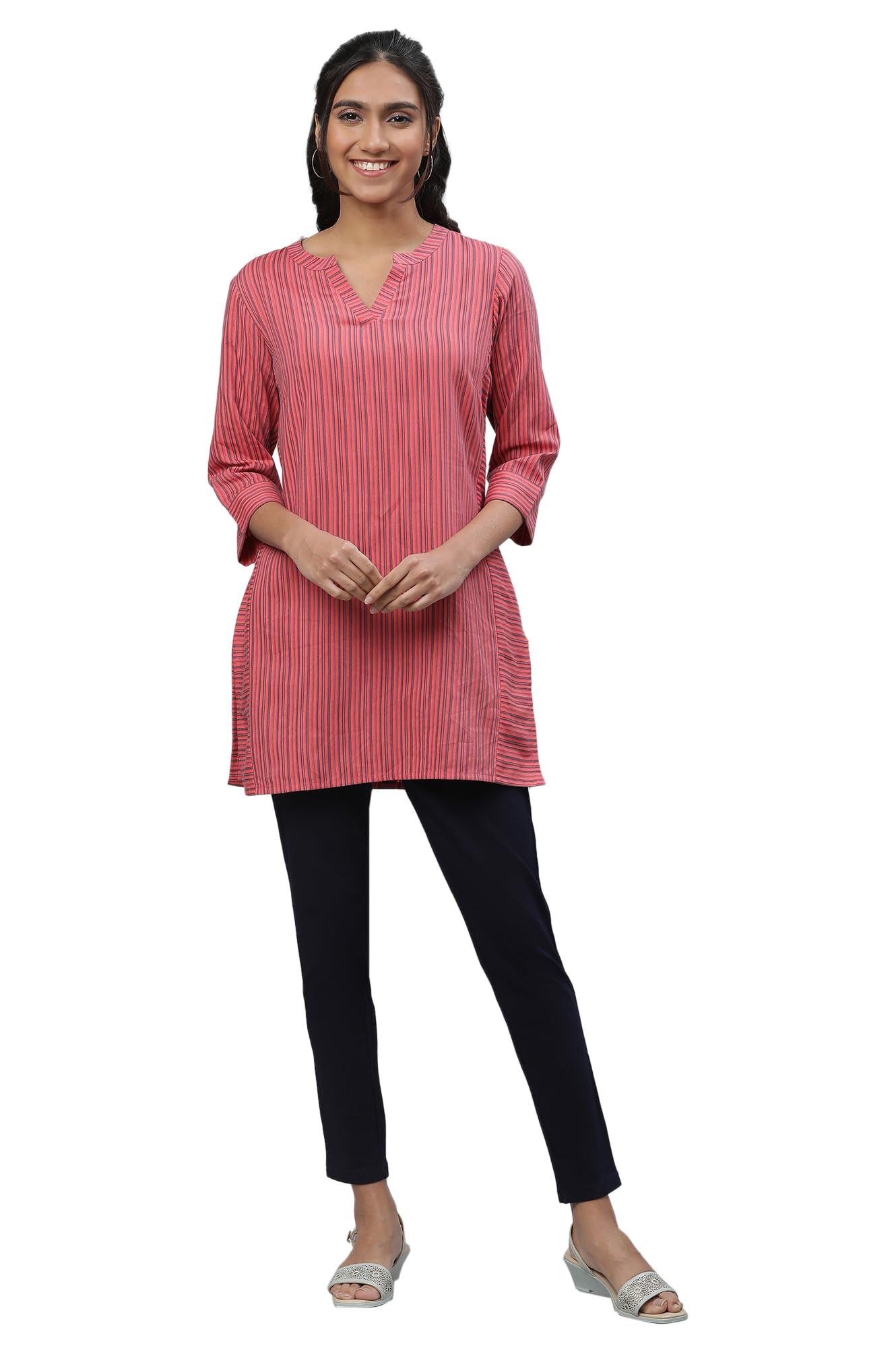 Aurelia Womens Dubarry Majolica Blue Yarn Dyed Cotton Blend Kurti_23AUA30319-703383_XS