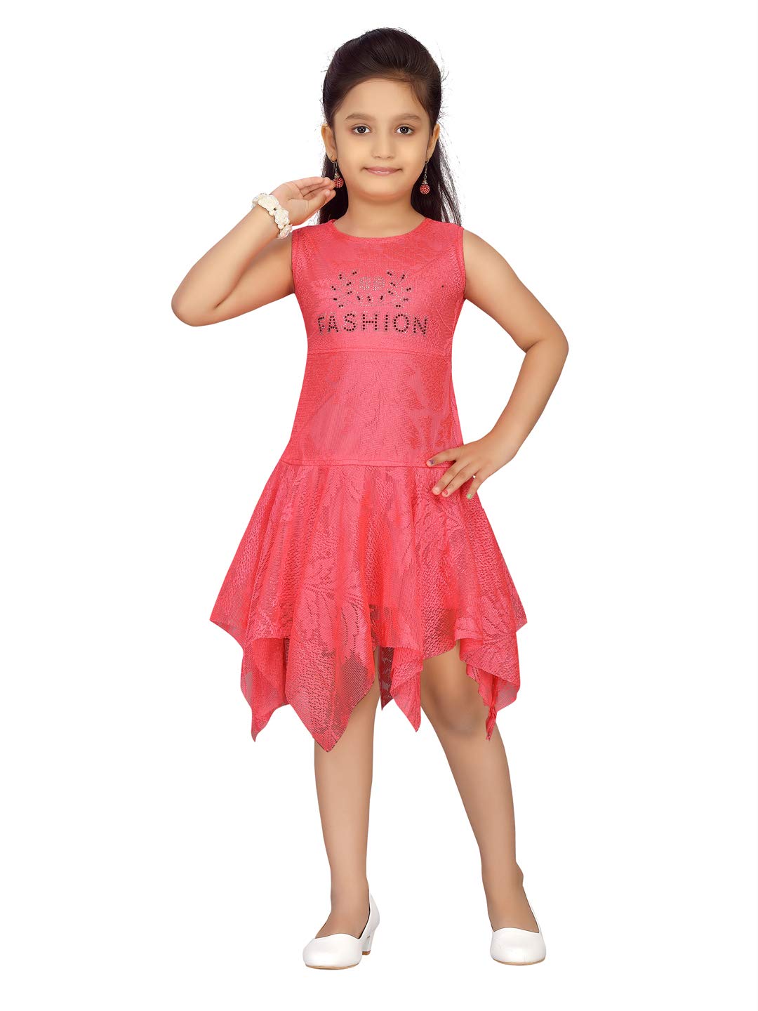 Aarika Girls Net A-Line 1-2 Years Dress (NV-FK-20802_Gajri