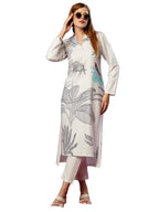 ANNI DESIGNER Womens Cotton Blend Straight Printed Kurta with Pant (Nabhita White-JL_XL_White_X-Large)