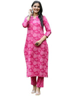 ANNI DESIGNER Women s Rayon Blend Kurta and Pants, Pink, XL