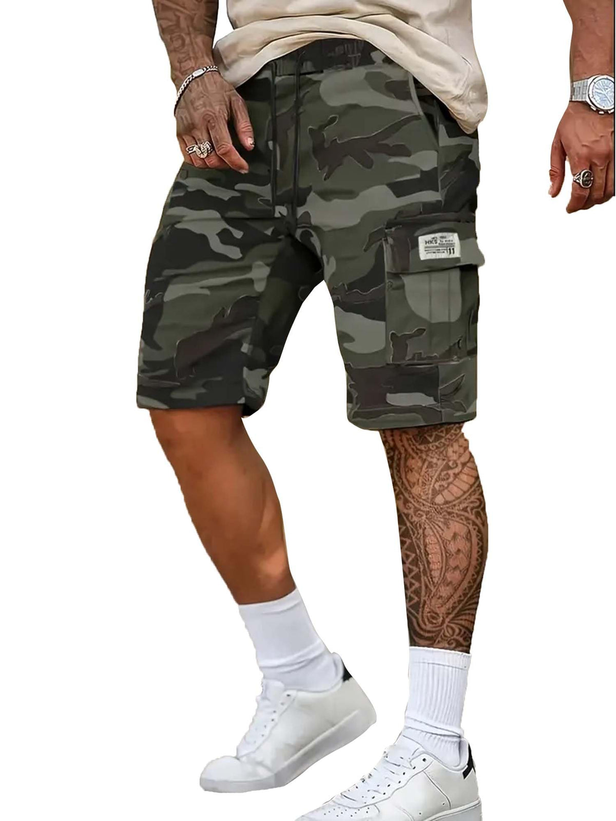 WEREFLEX Cotton Casual Shorts for Men (Shorts33GreenL)