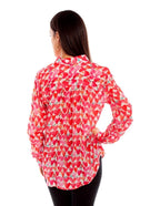 HEART PRINT BUTTON UP COLLAR BLOUSE