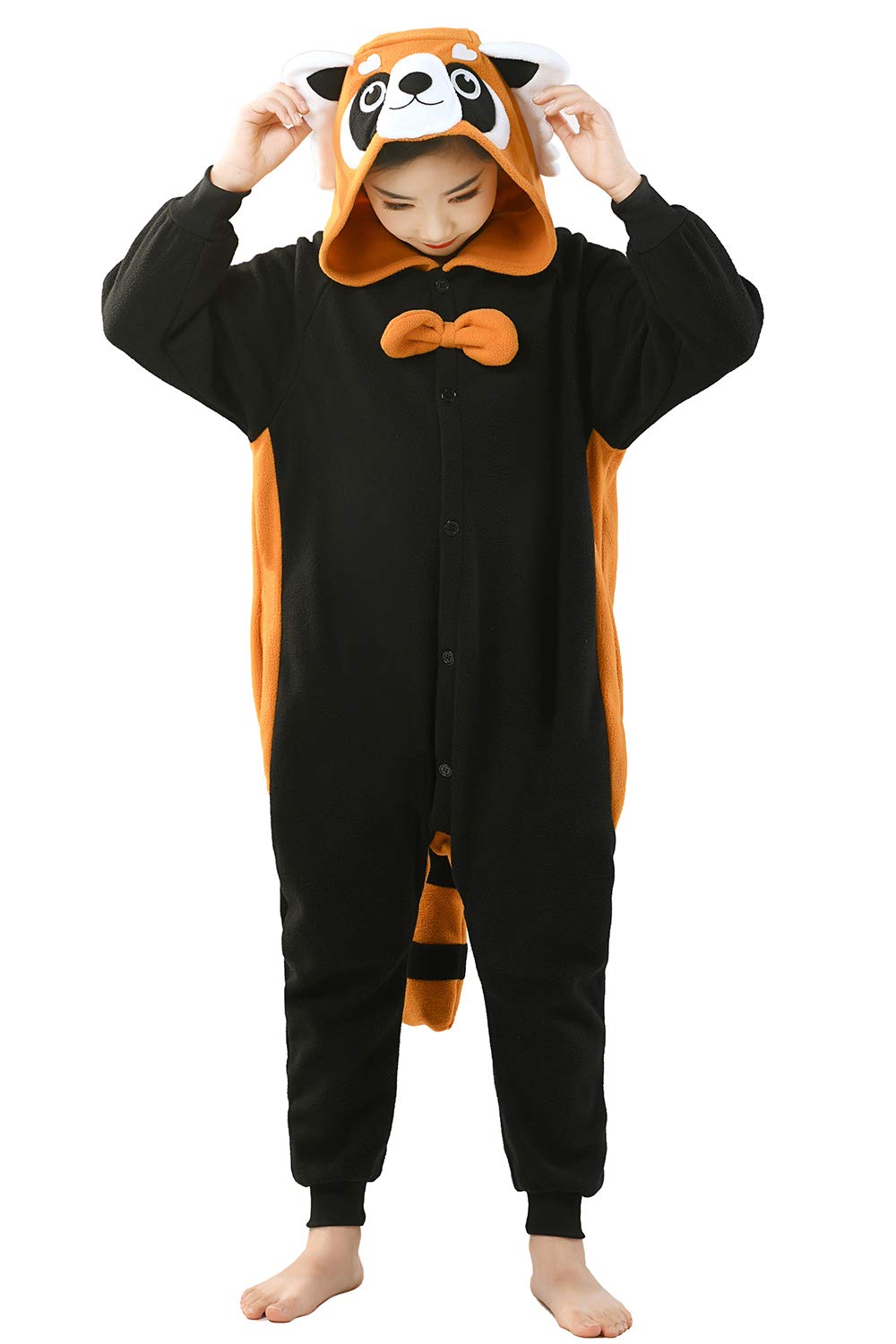 CANASOUR Red Panda Onesie Kids Halloween Cosplay Costume Girls One Piece Pjs Anime Unisex Hoodie Pajamas For 5T Boys Party Pyjam
