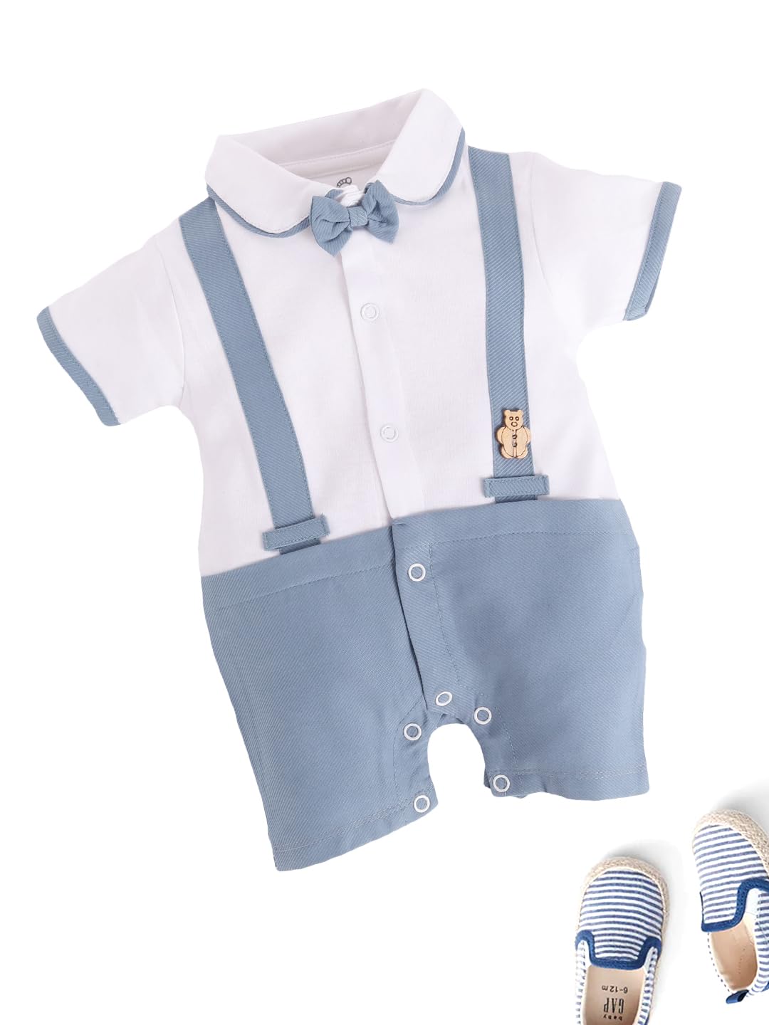 BabyGo Half Sleeves Baby Romper| 100% Cotton Rompers for New Born Baby| Baby Dress | Onesies| 6-12M| SKY| Infant Clothes