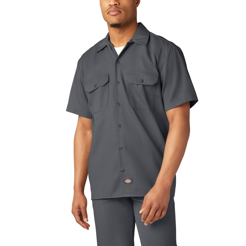 Unisex Short-Sleeve Work Shirt - BLAcK - S(D0102H7MF22)