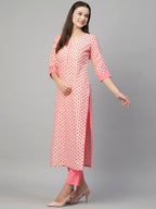 ANNI DESIGNER Womens Cotton Blend Floral Regular Kurtas & Kurtis (Otti-N8W_Pink_X-Large)