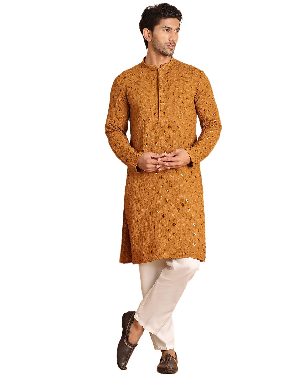 Jompers Mens Embroidered & Sequins Straight Kurta Set
