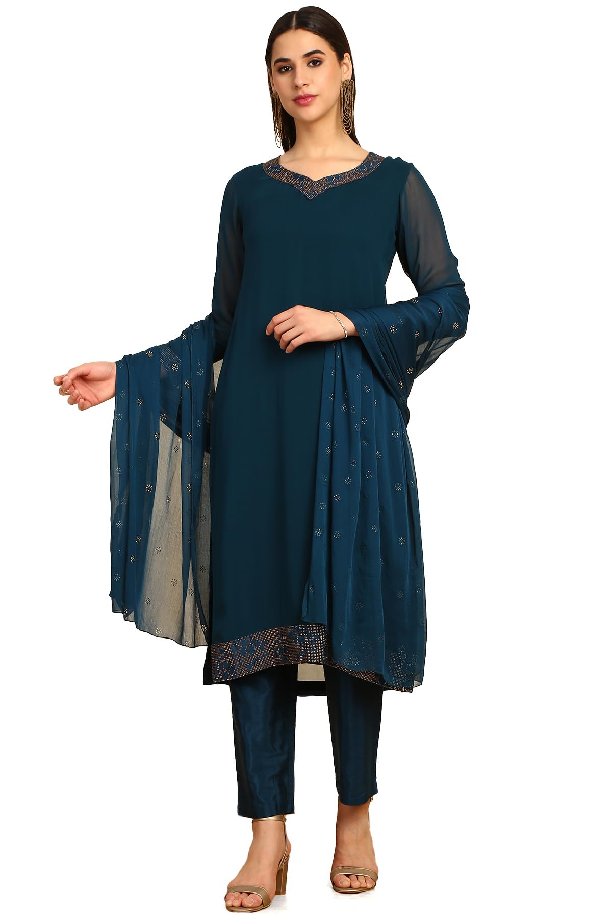 Soch Women Georgette Solid Suit Set