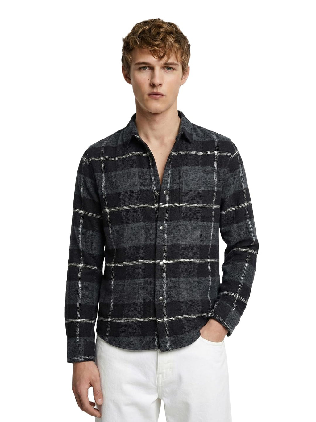 The Indian Garage Co Mens Regular Fit Checkered Cutaway Collar Full Sleeves Casual Overshirt Sweater
