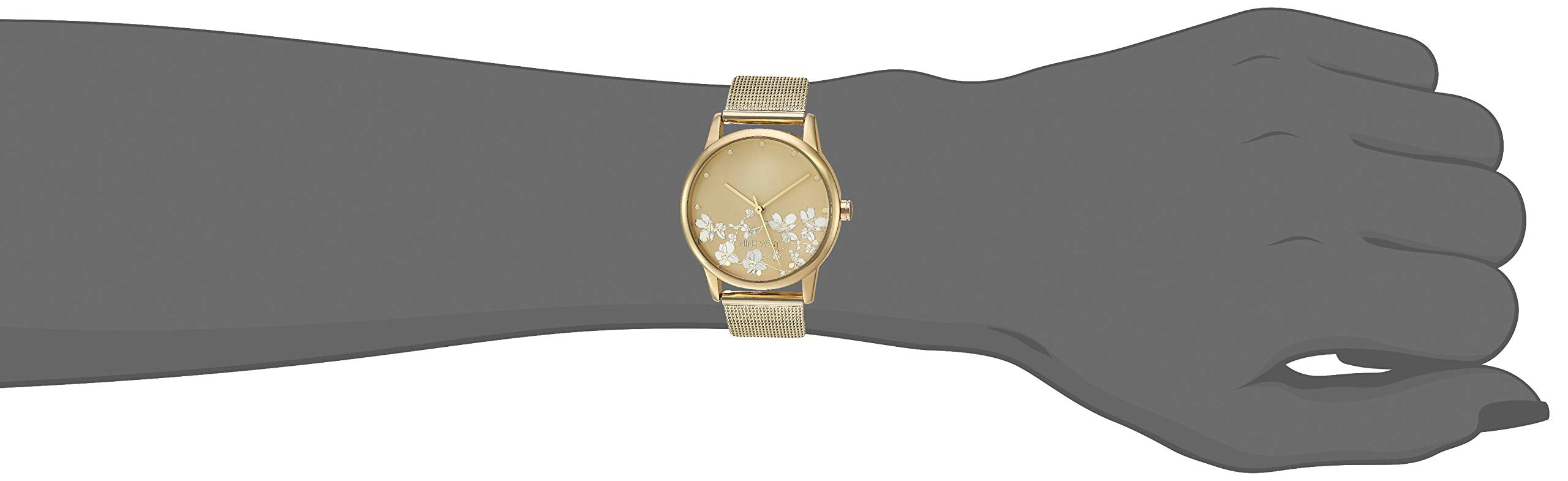 Nine West Women's Floral Dial Mesh Bracelet Watch
