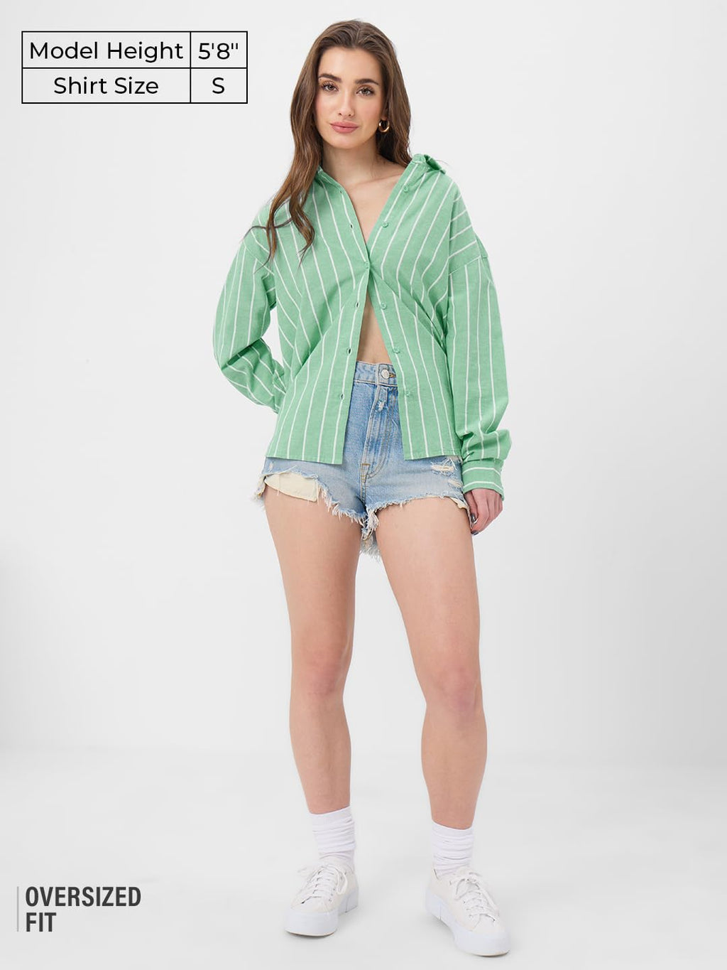 The Souled Store Cotton Linen Shirt: Foliage Women and Girls Long Sleeves Collared Neck Button Front Green Cotton Linen Boyfrien