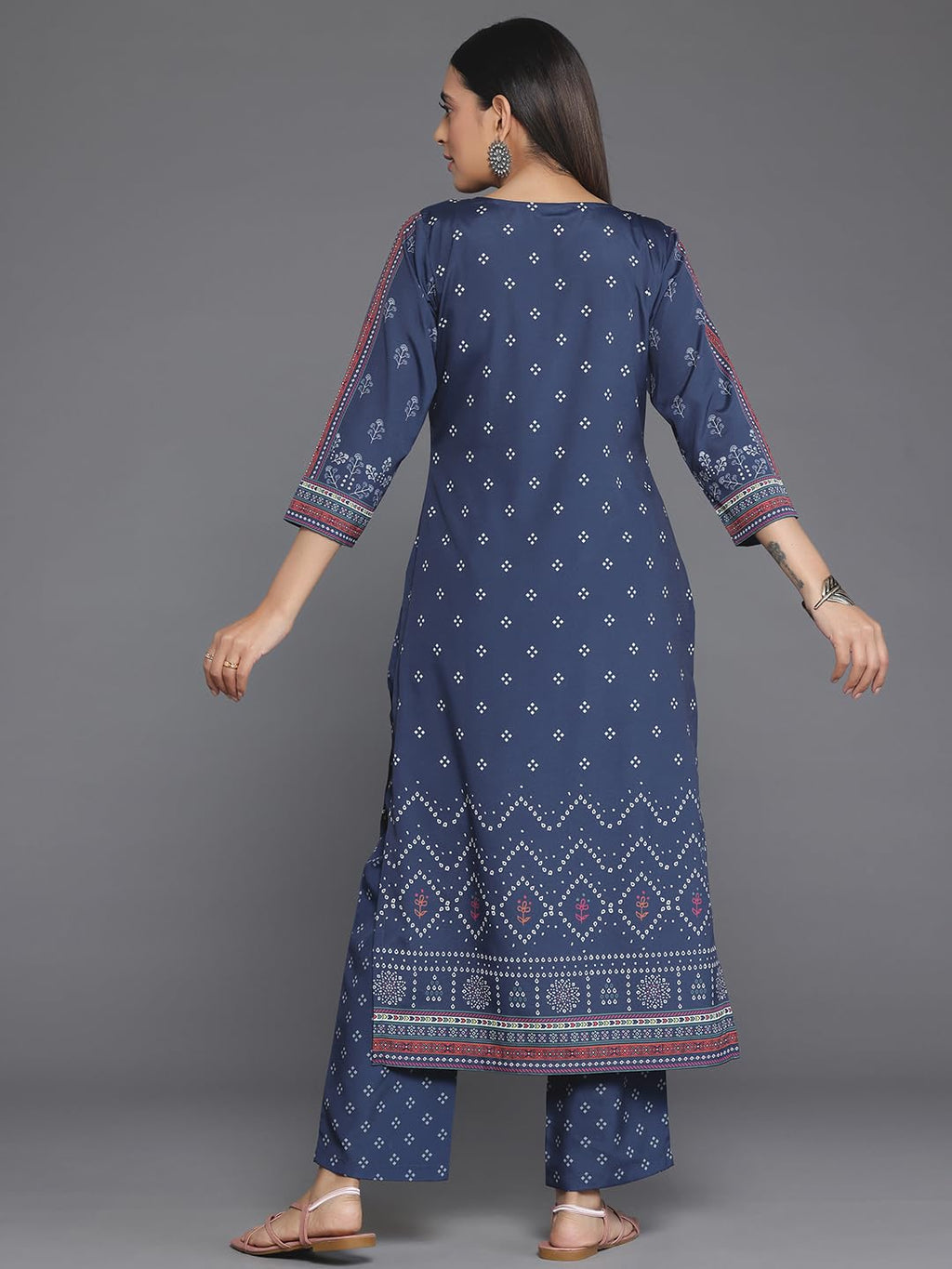 Libas Womens Printed Crepe Straight Kurta With Trousers