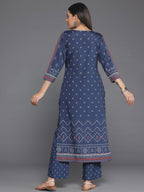 Libas Womens Printed Crepe Straight Kurta With Trousers