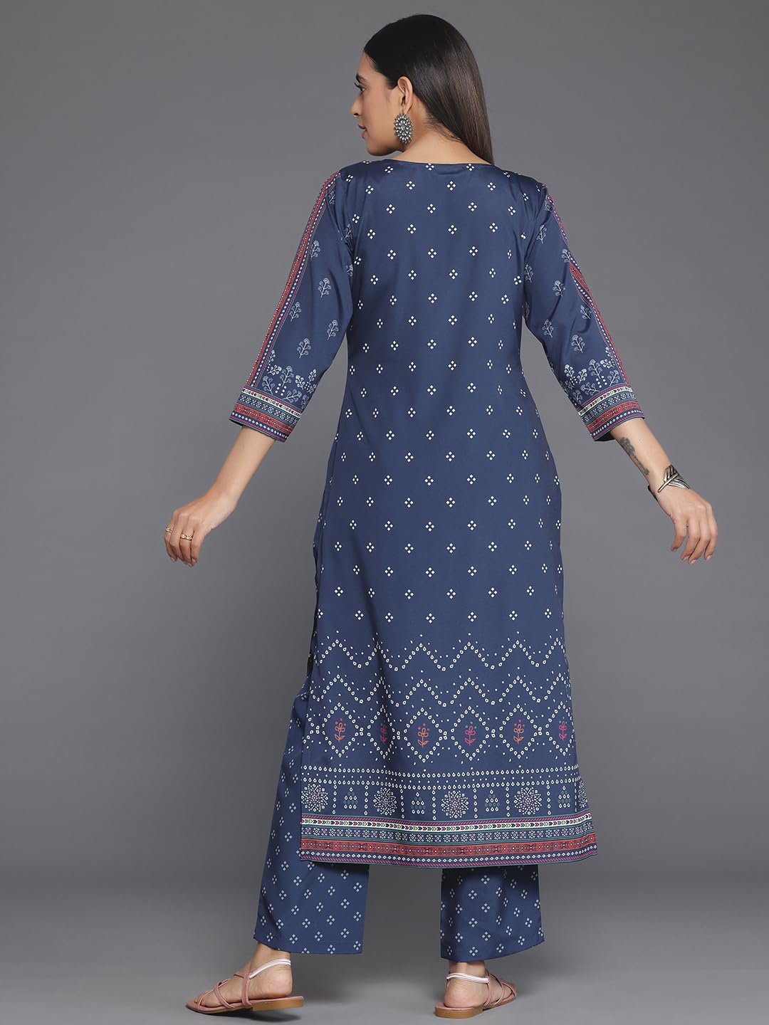 Libas Womens Printed Crepe Straight Kurta With Trousers