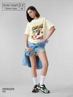 The Souled Store Caravan Women and Girls Short Sleeves Round Neck Off White Graphic Printed Cotton Oversized T-Shirts