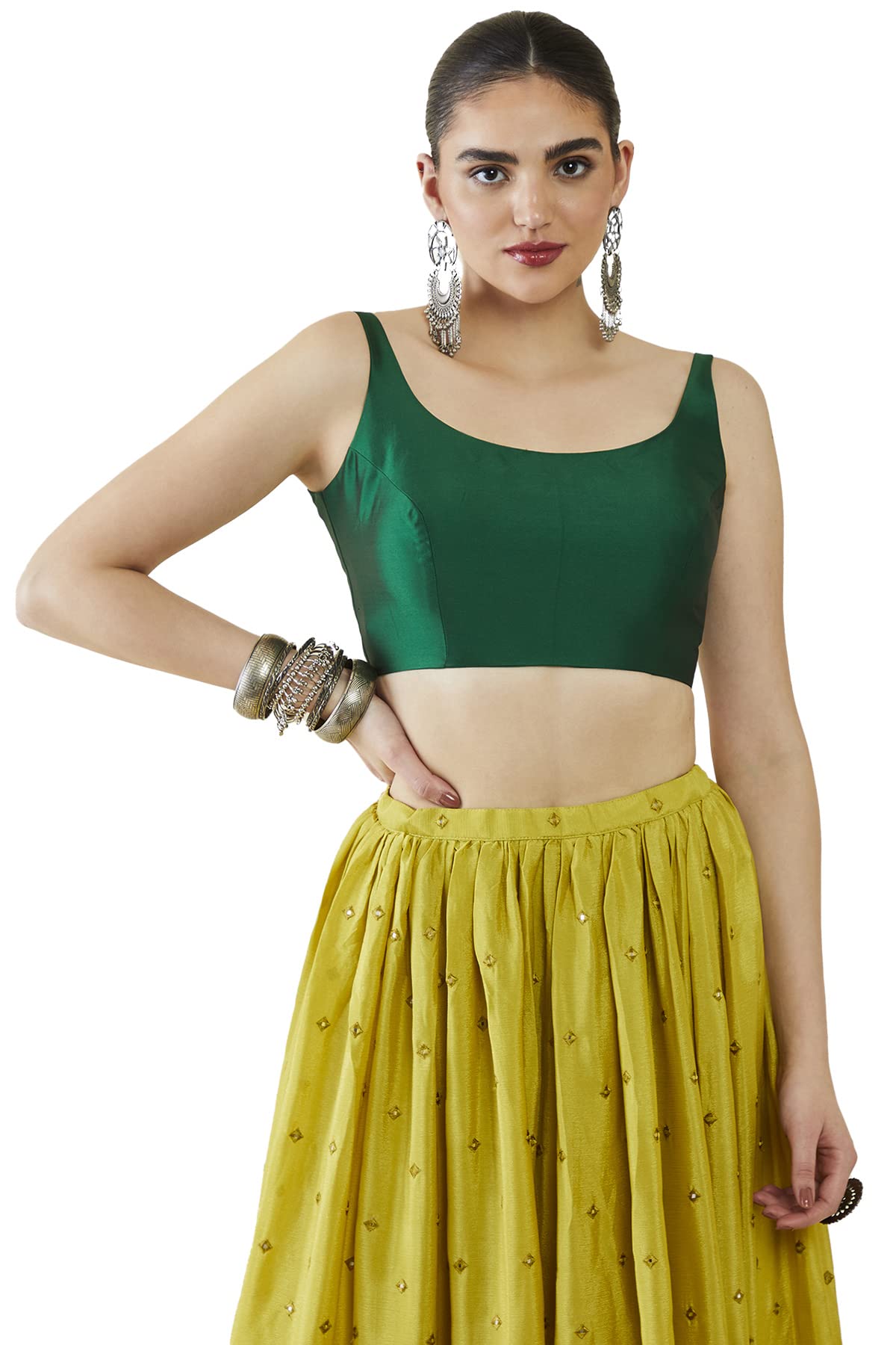 Soch Women Satin Taffeta Solid Sleeveless Blouse