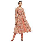 Fabindia Women Printed 3 Piece Kurta Set Cotton_Pink