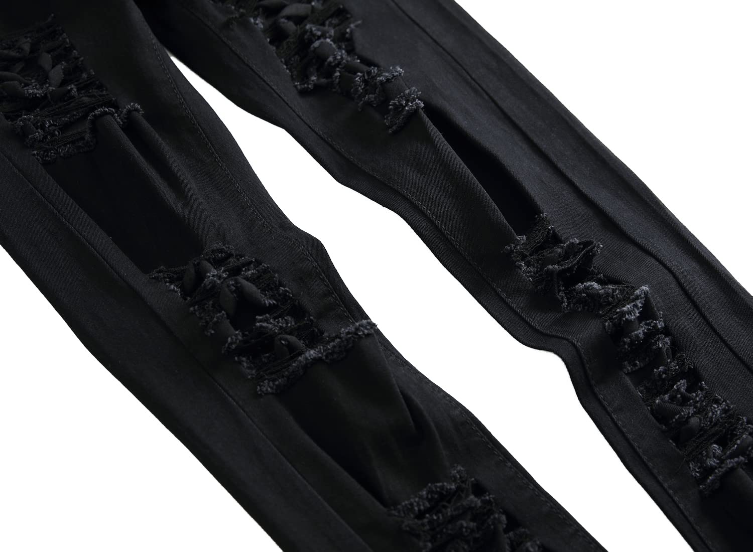 COOSVEN Men Ripped Jeans, Slim Fit Straight Leg, Denim Pants with Holes (Black499 - Stretch, 34)