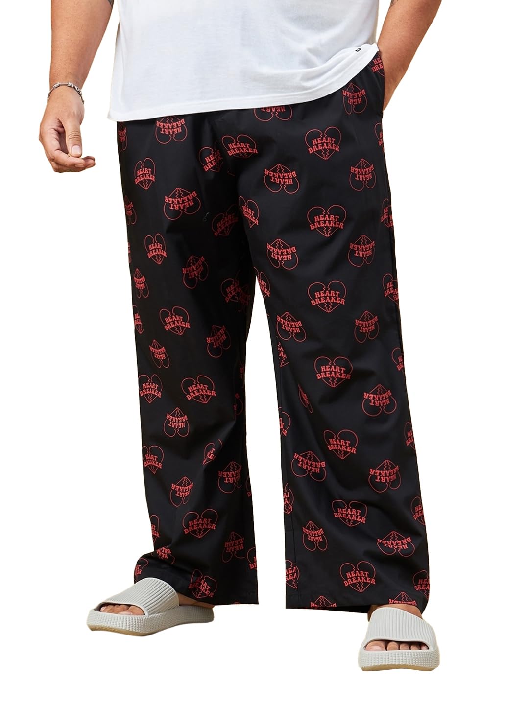 Bewakoof Mens All Over Printed Regular Fit Cotton Plus Size Pyjama_604915_Black_3XL