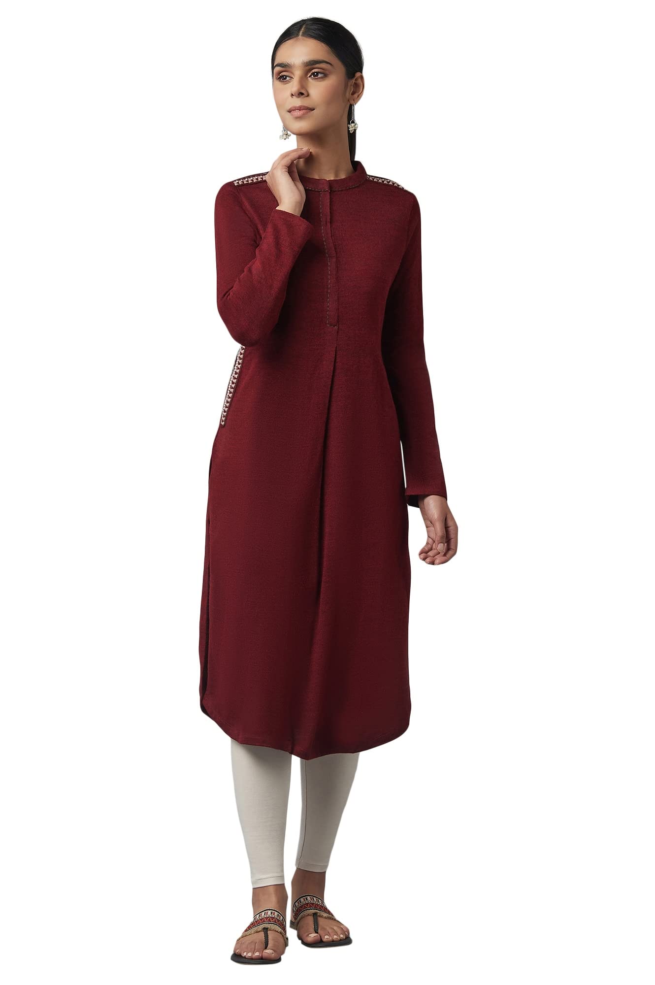 W For Woman Women'S Synthetic Regular Winter Kurta (21Now12883