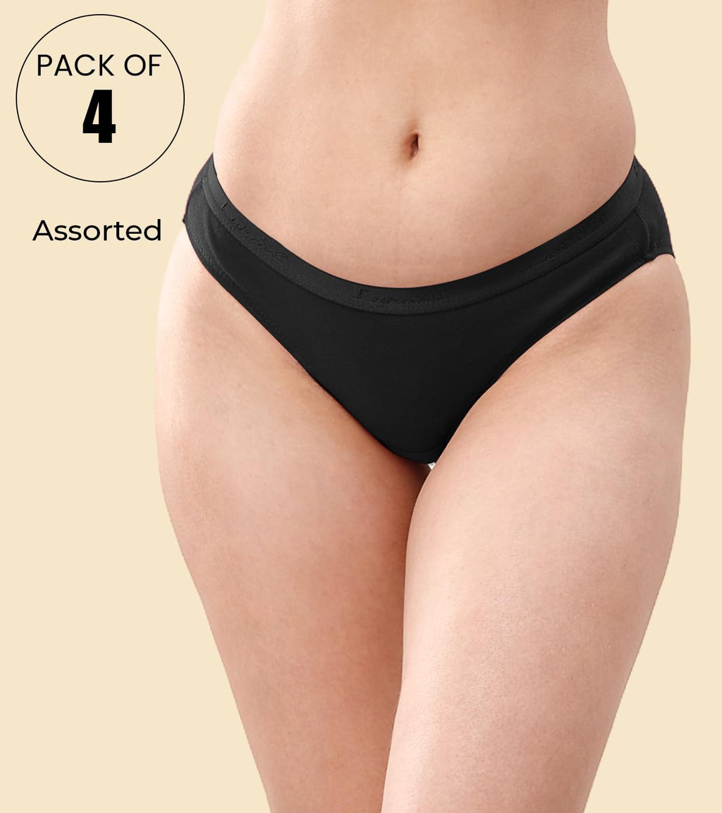 Lyra Lux WomenS Pattern/Solid Cotton Panty (Pack Of 4)