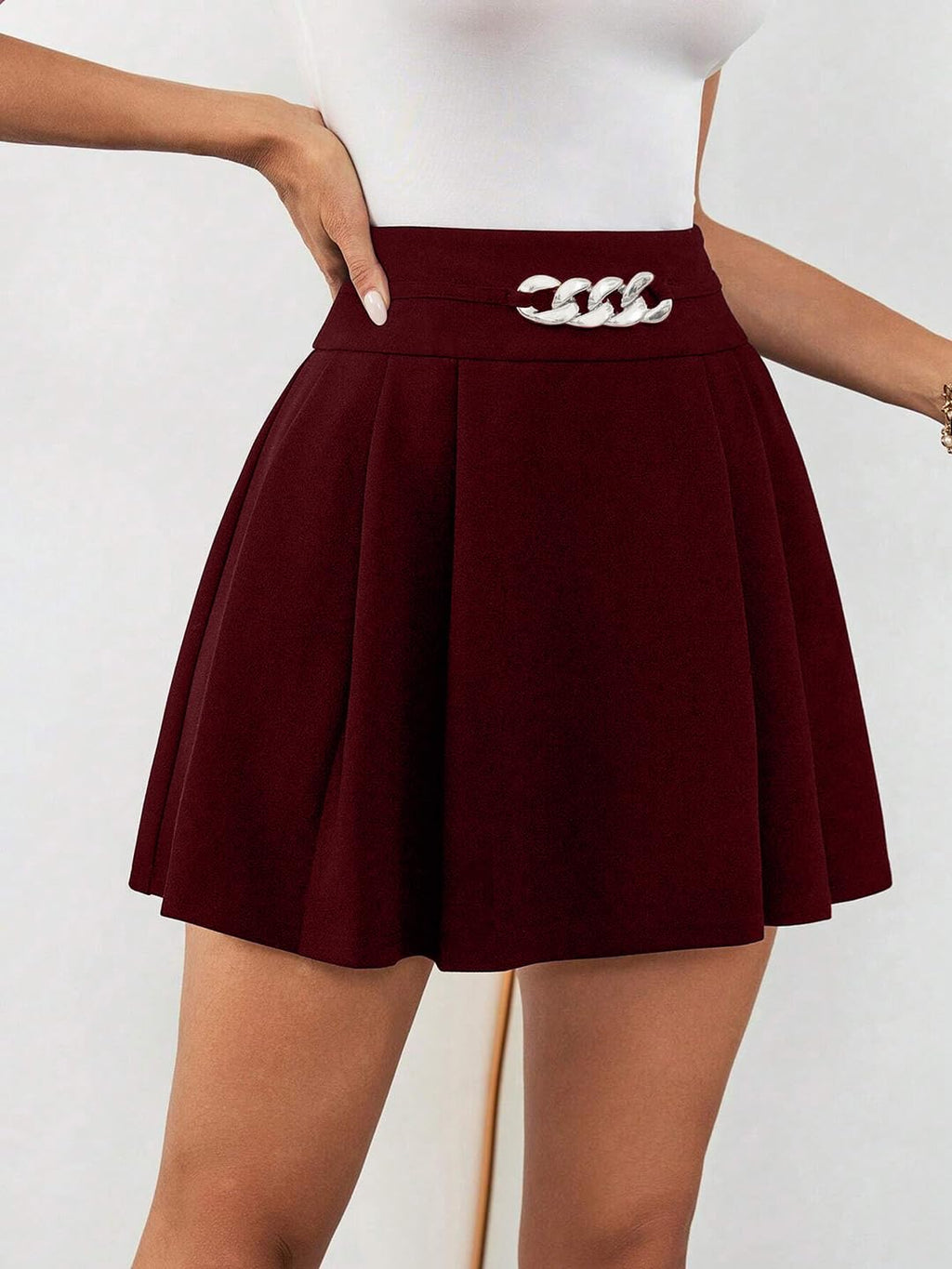ADDYVERO Womens Elegant & Casual A-Line Mini Skirt Maroon
