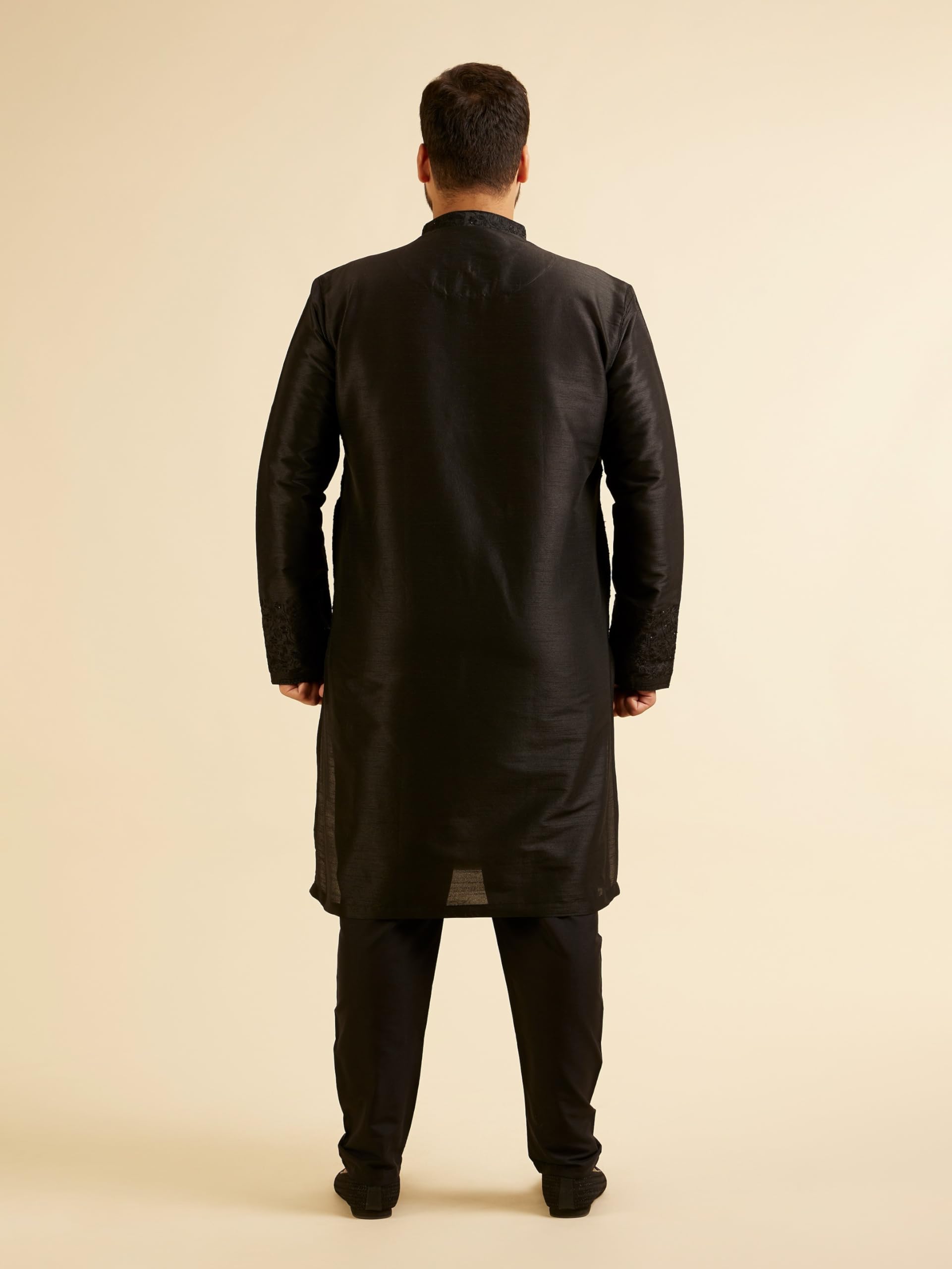 Manyavar Mens Silk blend Embroidered Kurta Pyjama Set