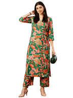 ANNI DESIGNER Womens Cotton Blend Straight Printed Kurta with Palazzo (Chinki Green-NW_S_Green_Small)