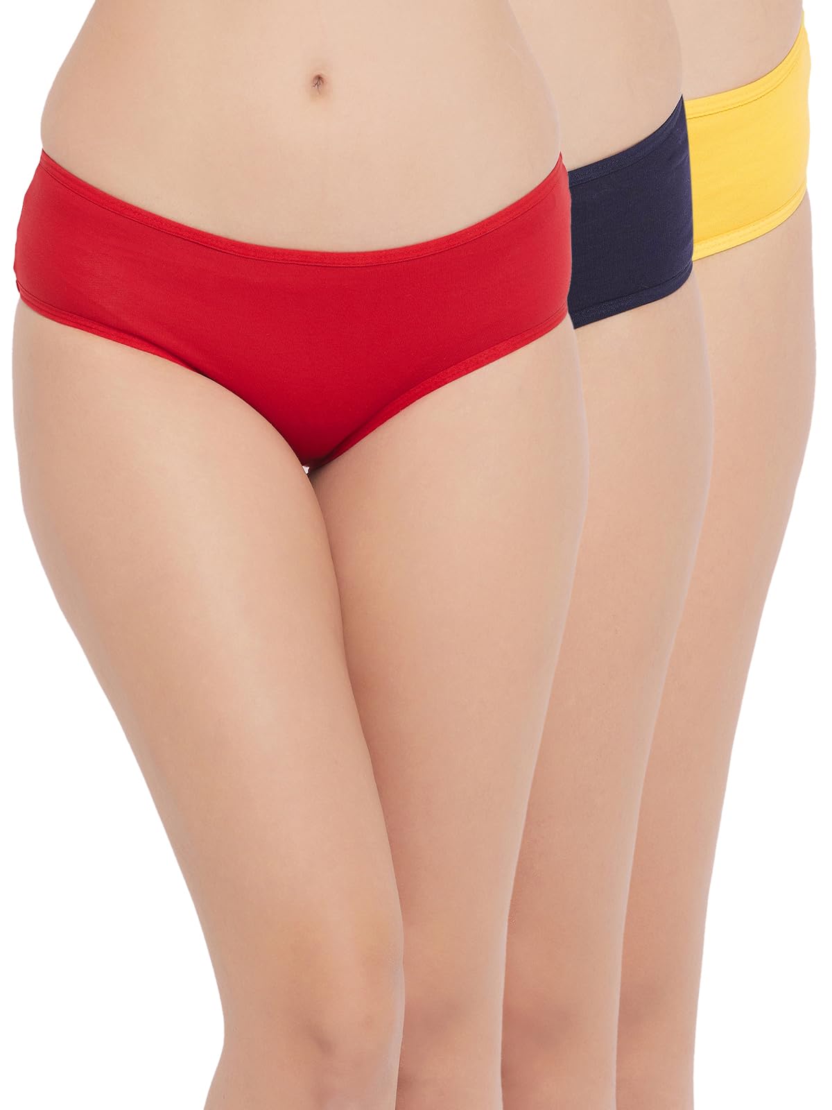 Clovia Womens Cotton Pack of 3 Medium Waist Outer Elastic Hipster Panty (PN5205B30_Multi_XXL) Multicolour