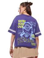 Bewakoof Official Minions Merchandise Womens Graphic Printed Oversized Fit Half Sleeve Round Neck Cotton Jersey T-Shirt_642104_