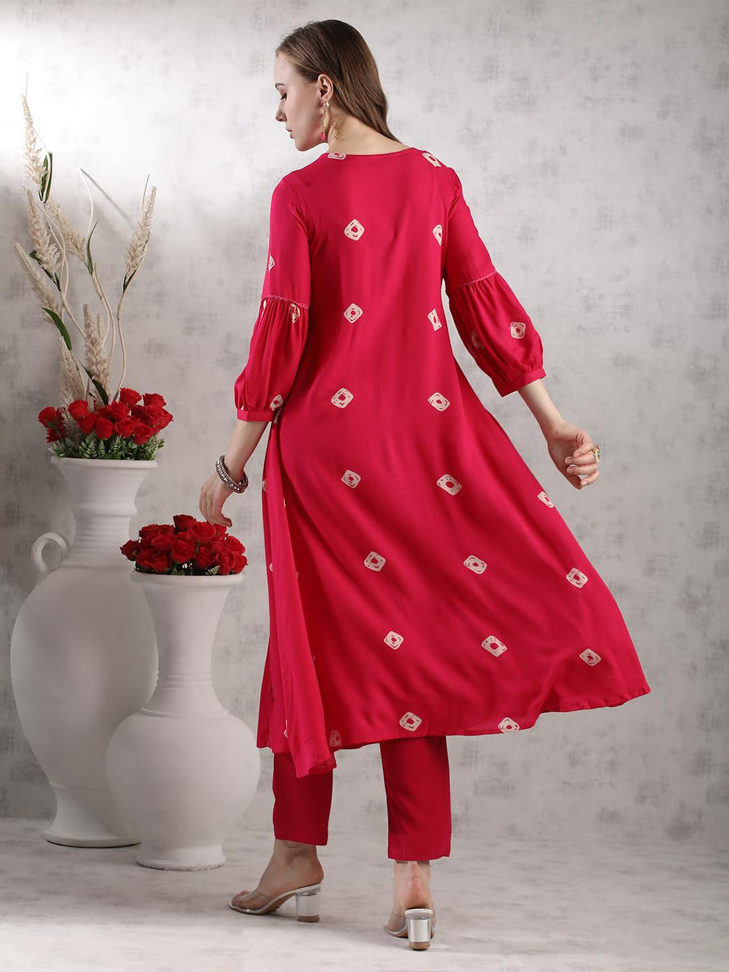 ANNI DESIGNER Women s Kurta with Trousers, Pink, Medium