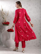 ANNI DESIGNER Women s Kurta with Trousers, Pink, Medium