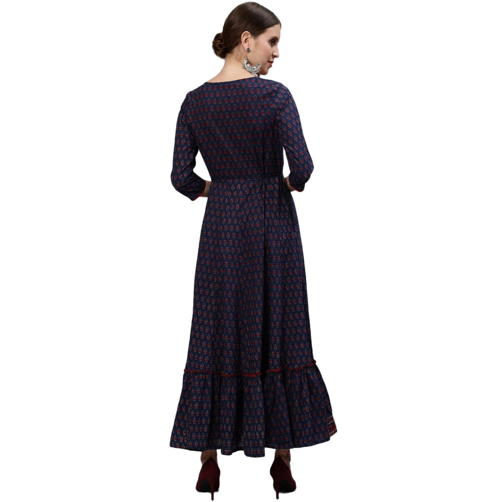 Ishin Women'S Cotton Anarkali Embellished Kurta