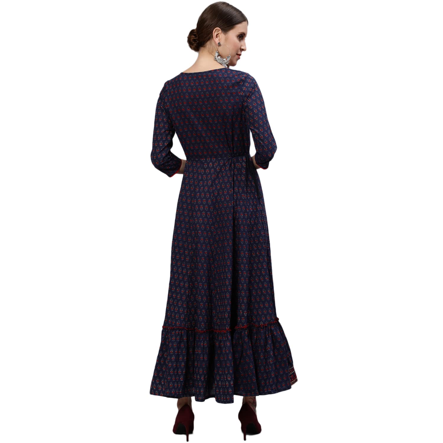 Ishin Women'S Cotton Anarkali Embellished Kurta