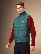 Dennis Lingo Men Green Solid Polyester Regular Fit Half Sleeve Jackets