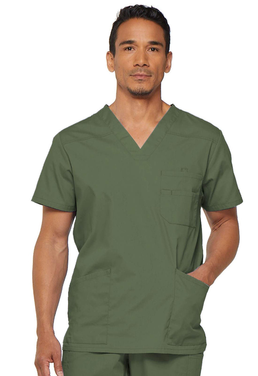 Dickies Men's Plus Size Tall V-Neck Scrub Double Chest Pocket Top, Olive, XX-Large Big