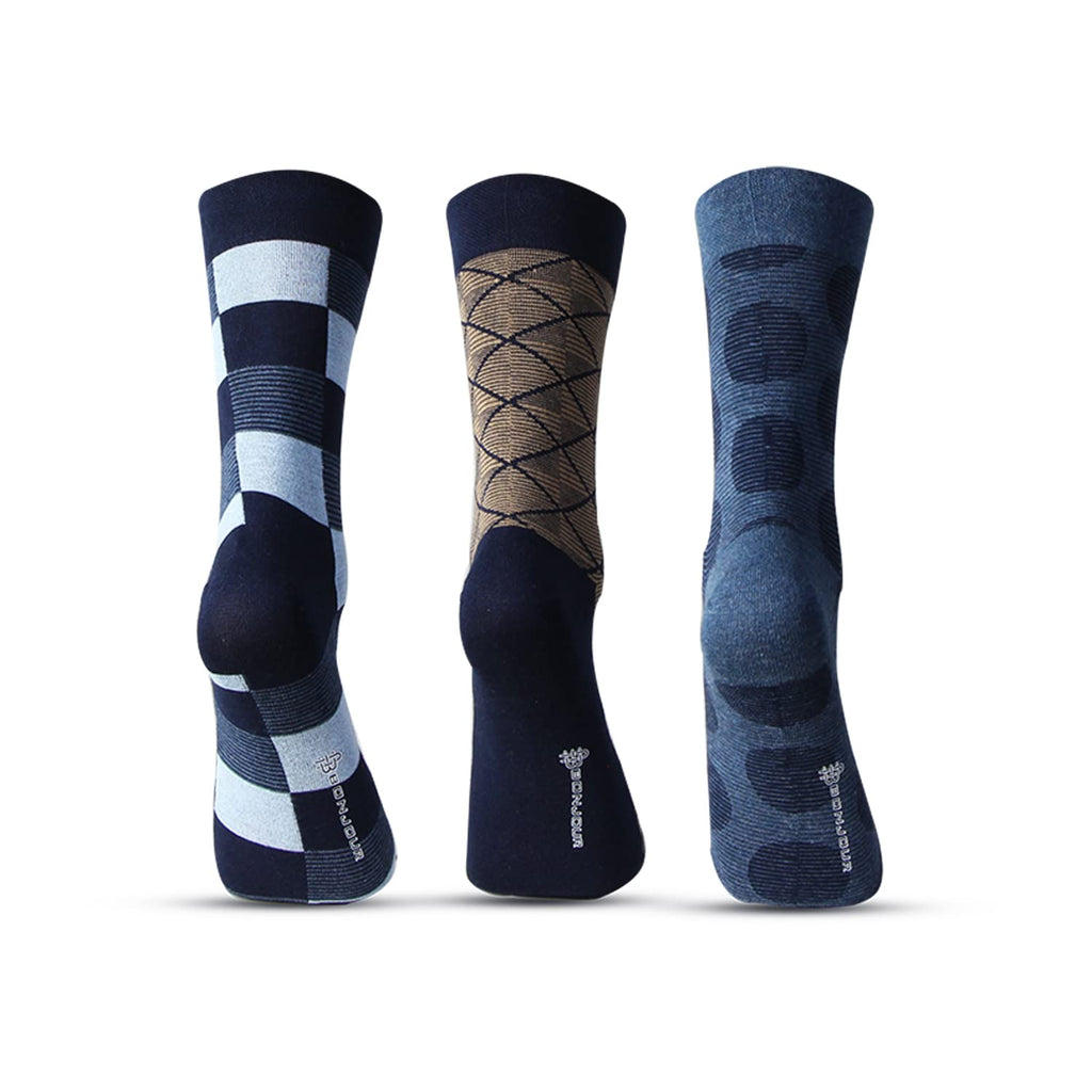 Bonjour Cotton Designer Office/Business/Formal Crew Calf Length, Multicolor Socks For Men