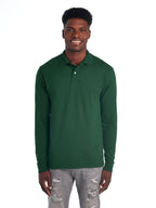 Jerzees Mens SpotShield Stain Resistant Polo Shirts (Short & Long, Long Sleeve-Forest green, XX-Large