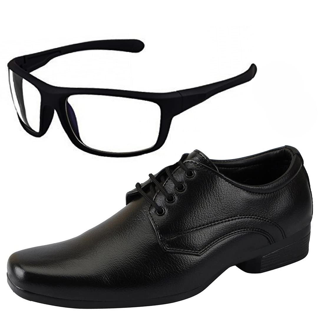 Vitoria Stylish Mens Synthetic Leather Black Formal Shoes with Free Unisex Sunglasses White NV/Office Shoes/Suit Shoes/Dress Sh 10