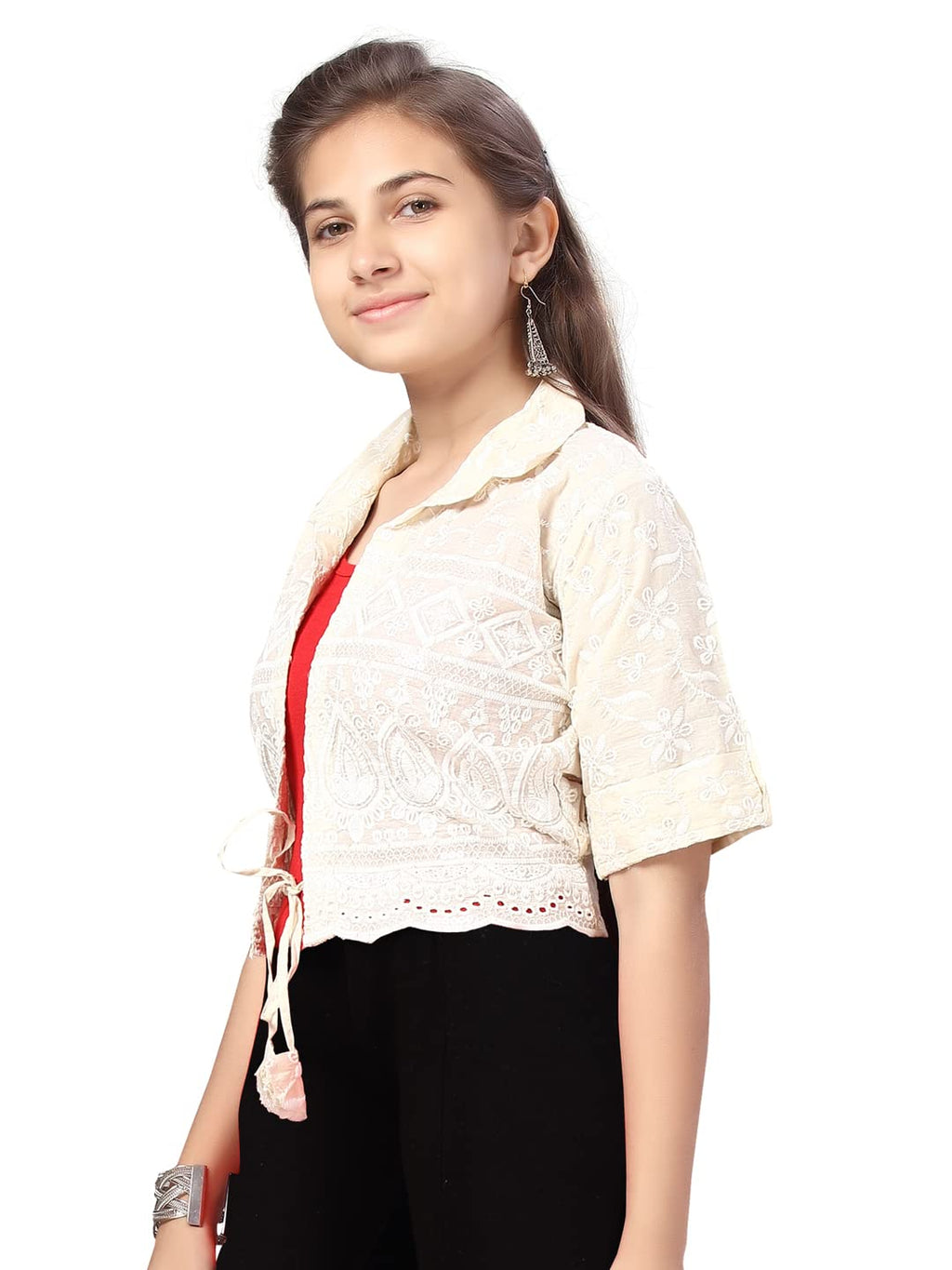Aarika Girls A-Line Coat (JK-5021_Cream