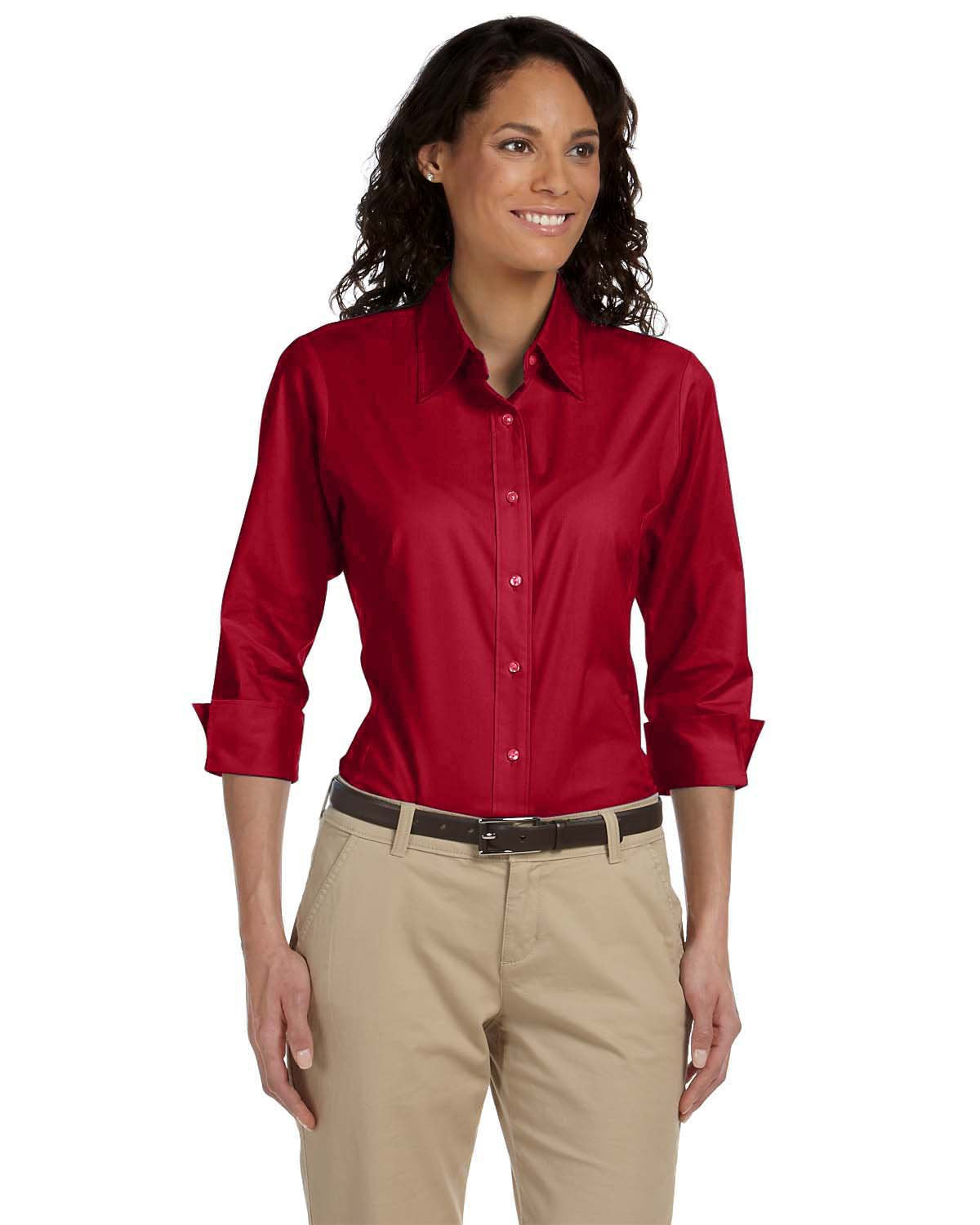 Ladies Perfect Fit34-Sleeve Stretch Poplin Blouse - LIME - S(D0102H7YE26)