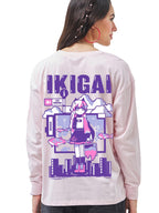 Bewakoof Womens Graphic Print Oversized Fit Full Sleeve Round Neck Cotton Jersey T-Shirt_629076_Pink_S