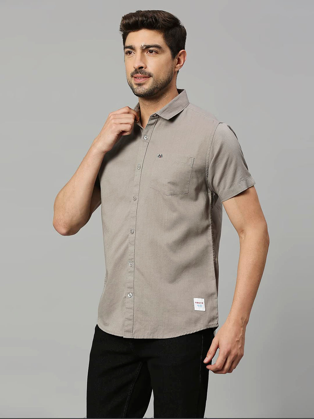 Thomas Scott Mens | Self Designed | Short Sleeves | Solid | Spread Collar | Slim Fit | Cotton Linen | Shirt | (TS1099_Seagreen_
