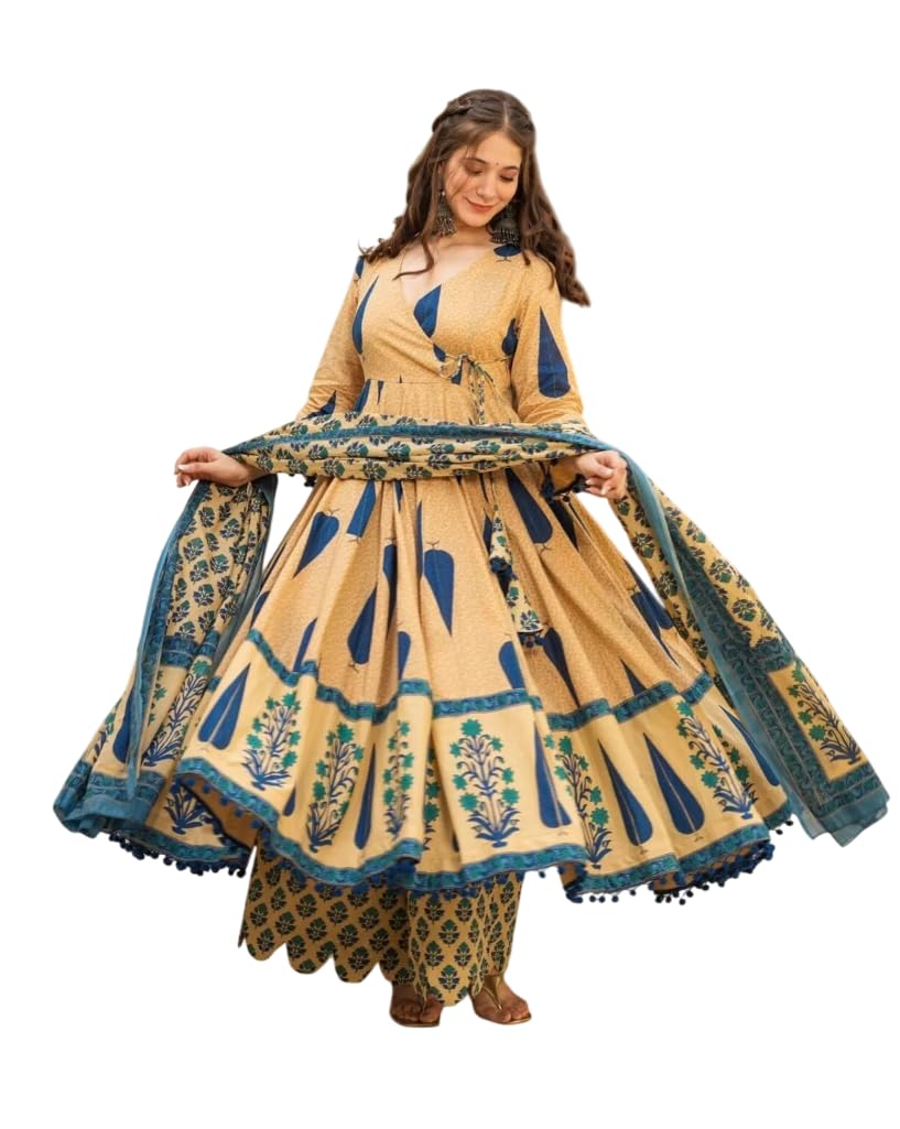 Wedani Rayon Anarkali Kurta Set for Women Blue