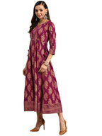 Gerua Women'S Rayon Fit And Flare Maxi Dress (G2523_Purple_Xs)
