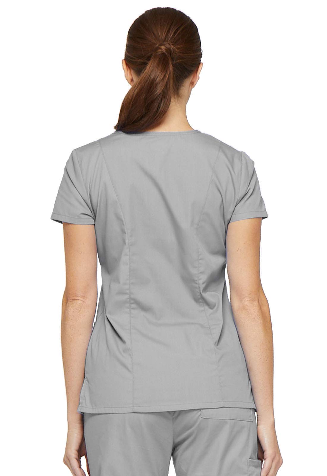 Dickies womens Signature V-neck Top With Multiple Patch Pockets Medical Scrubs Shirt, Grey, XX-Small US