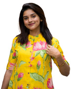 ANNI DESIGNER Womens Rayon Viscose Straight Printed Kurta with Pant (Ladat Yellow_M_Yellow_Medium)