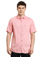 Turtle Men Slim Fit Printed Cotton Tencel Light Pink Casual Shirt