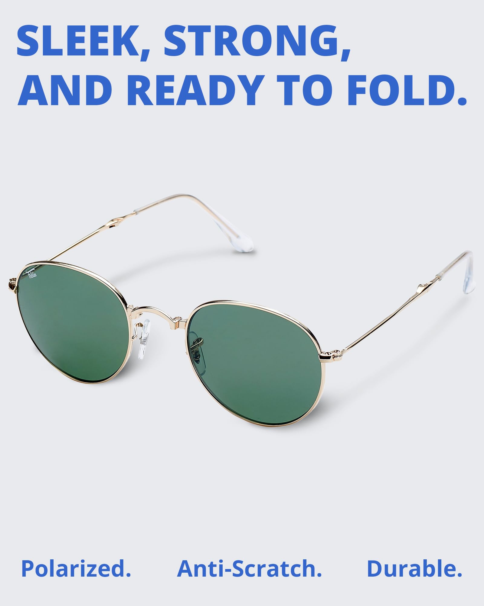 Round Folding Sunglasses Polarized, UV400, UVA, UVB Protection for Men Women, Folding Sunglasses Leather Case